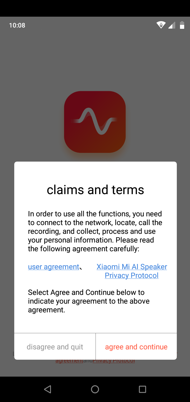 XIAOMI Mi AI Speaker English claims and terms